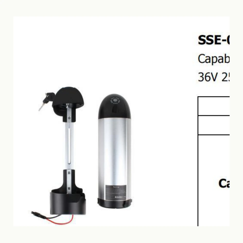 36V Bottle Type Electric Bicycle Lithium Battery